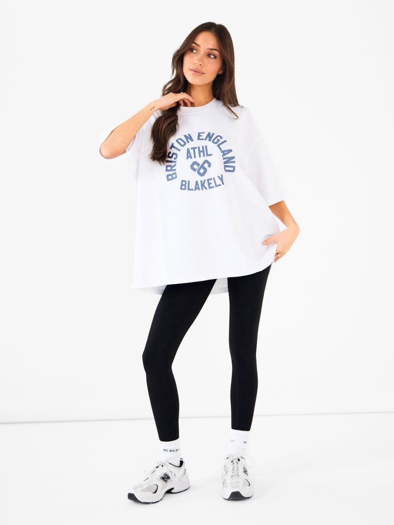 Briston Ultra Oversized T-Shirt - Wit en staalblauw