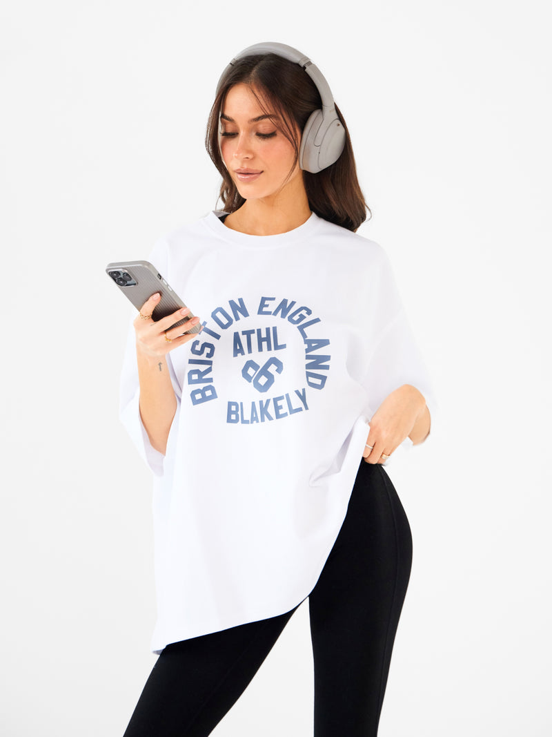 Briston Ultra Oversized T-Shirt - Wit en staalblauw