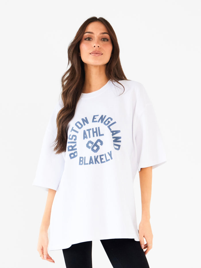 Briston Ultra Oversized T-Shirt - Wit en staalblauw
