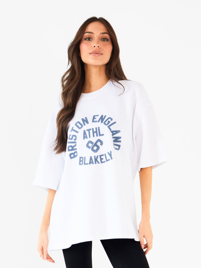 Briston Ultra Oversized T-Shirt - Wit en staalblauw