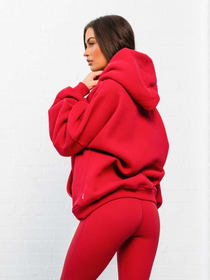 Addie Oversized Hoodie - Cherry Red