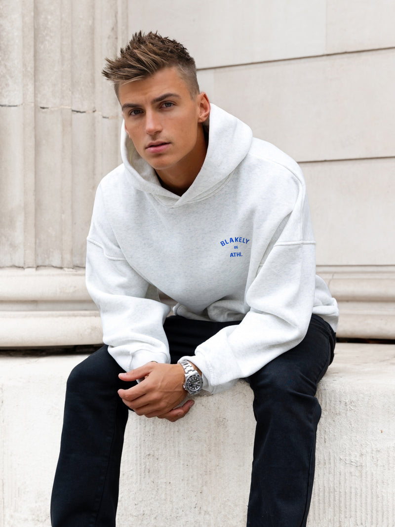 Niko Relaxed Hoodie - Marlweiß & Kobaltblau