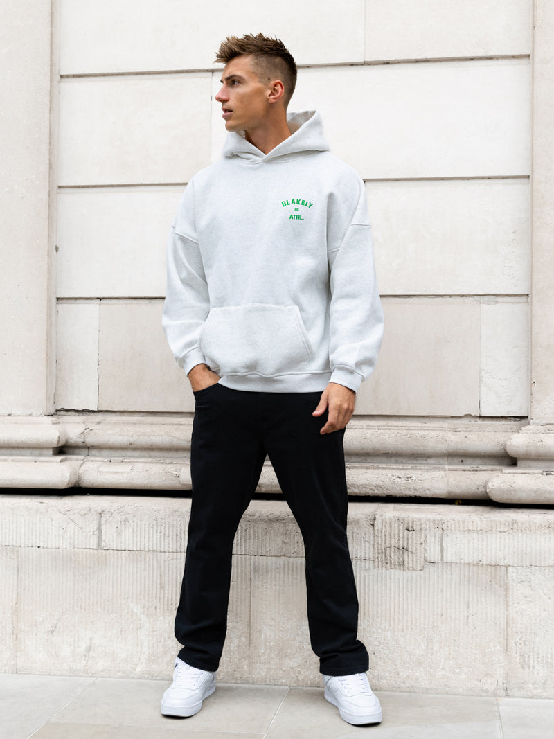 Niko Relaxed Hoodie - Marl Weiß & Kräftiges Grün