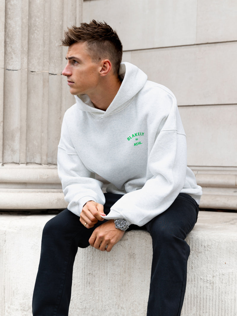 Niko Relaxed Hoodie - Marl Weiß & Kräftiges Grün