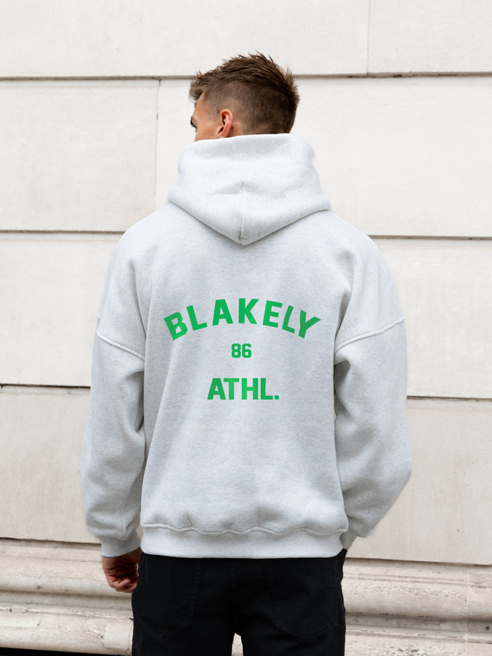 Niko Relaxed Hoodie - Marl Weiß & Kräftiges Grün