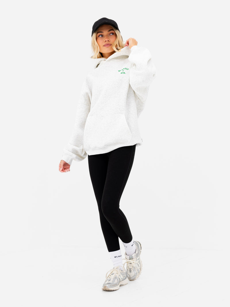 Hallie Oversized Hoodie - Marl Weiß & Kräftiges Grün