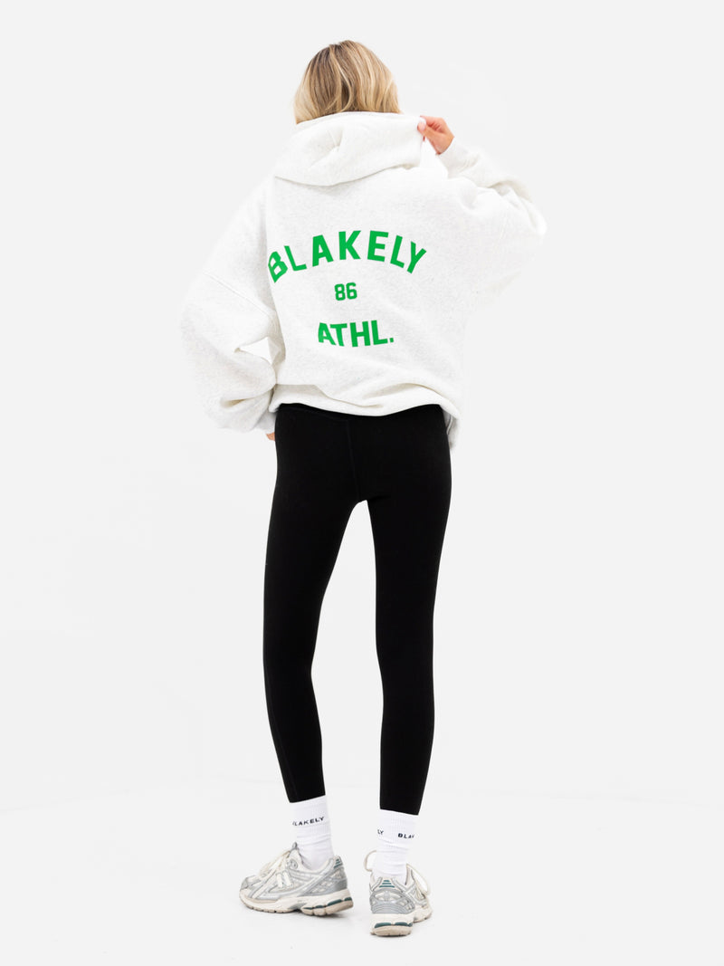 Hallie Oversized Hoodie - Marl Weiß & Kräftiges Grün