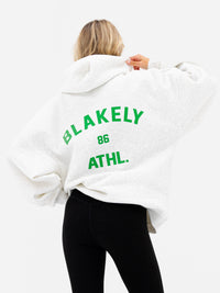 Hallie Oversized Hoodie - Marl Weiß & Kräftiges Grün
