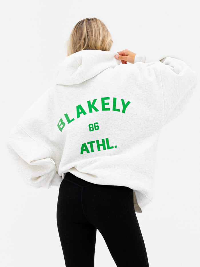 Hallie Oversized Hoodie - Marl Weiß & Kräftiges Grün