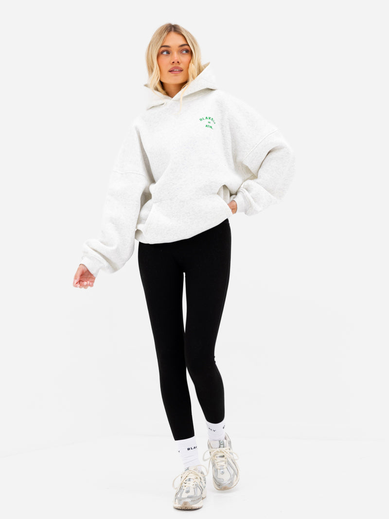 Hallie Oversized Hoodie - Marl Weiß & Kräftiges Grün