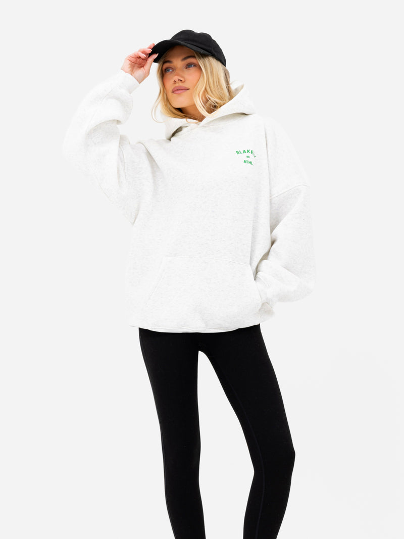 Hallie Oversized Hoodie - Marl Weiß & Kräftiges Grün