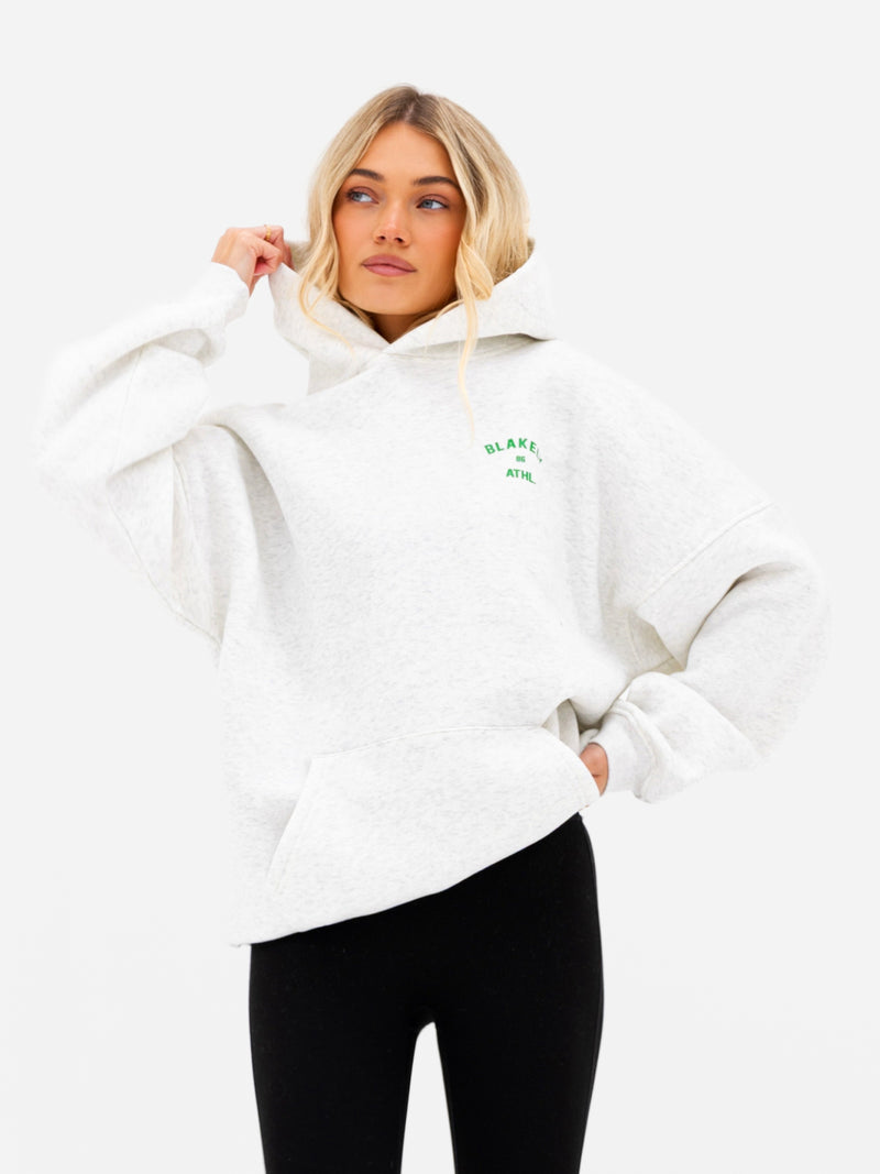 Hallie Oversized Hoodie - Marl Weiß & Kräftiges Grün