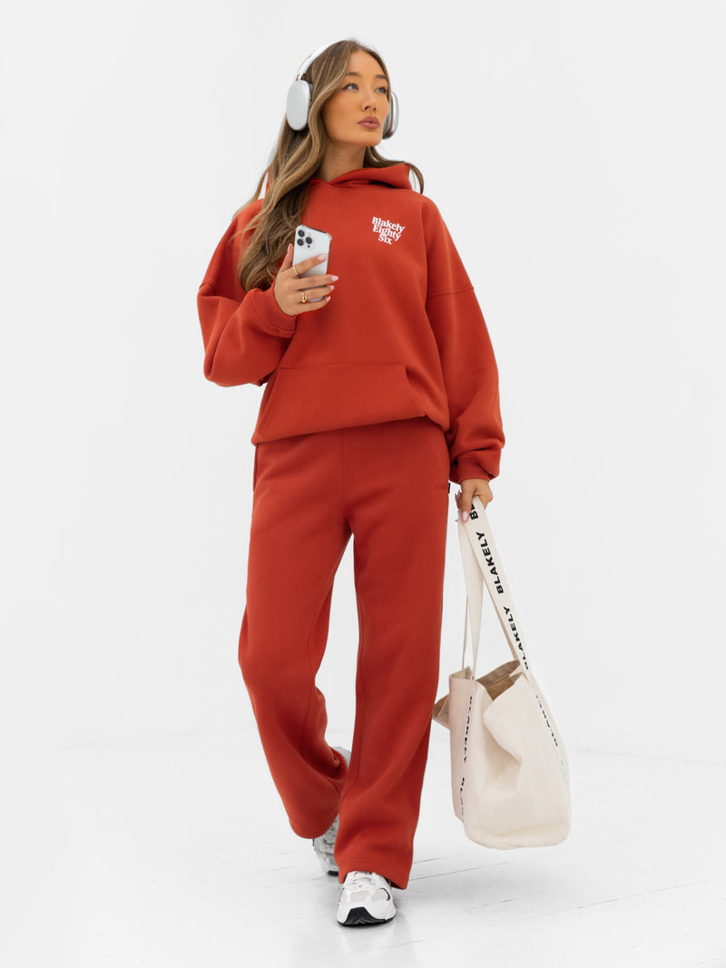Jada Wide Leg Sweatpants - Washed Red