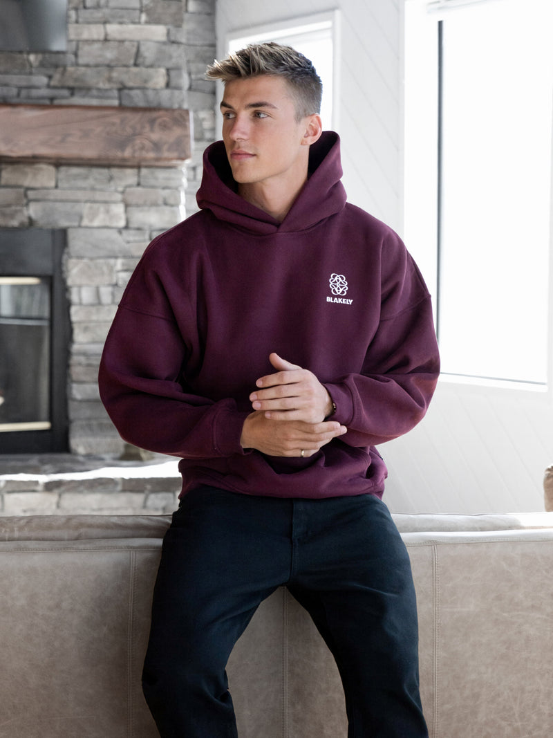 Mateo Relaxed Hoodie - Dunkles Burgunderrot