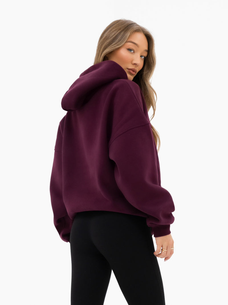 Iris Oversized Hoodie - Dunkles Burgunderrot