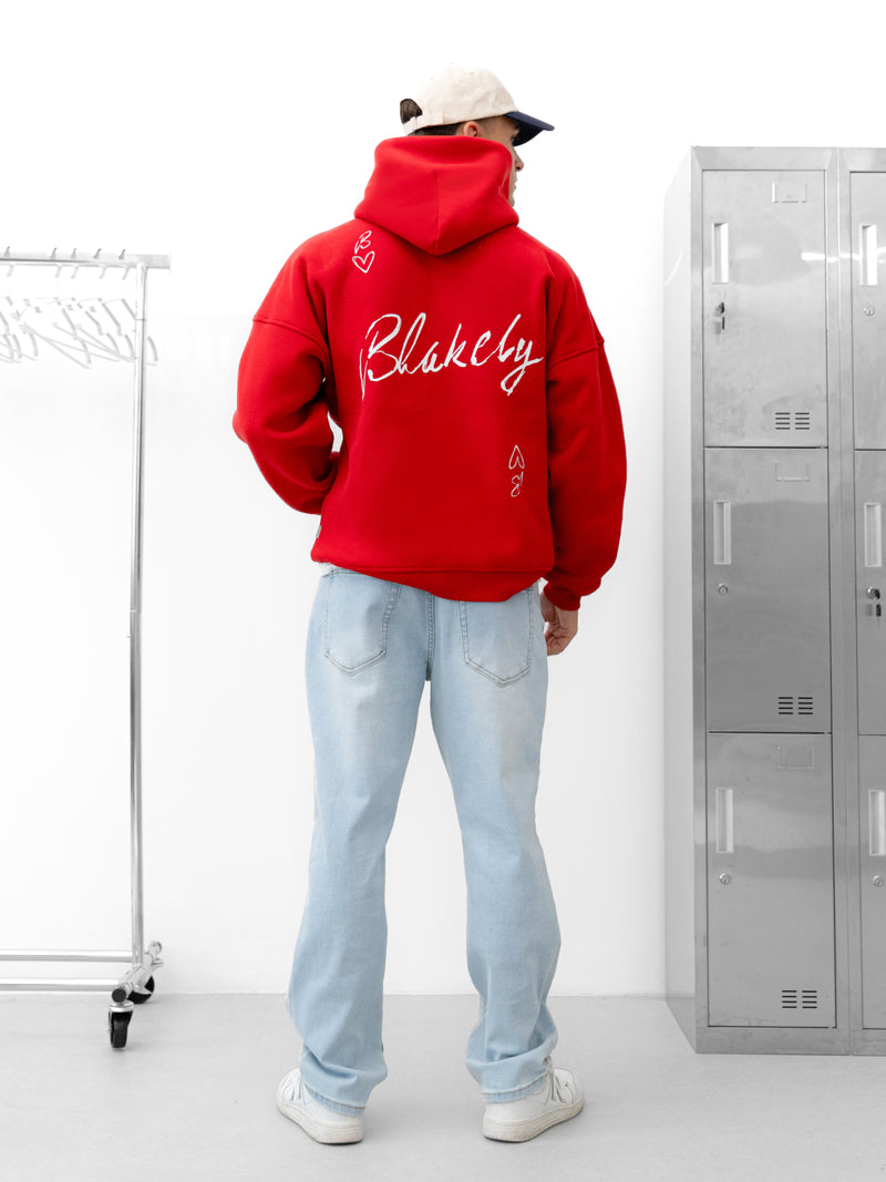 Amos Relaxed Hoodie - Hot Red