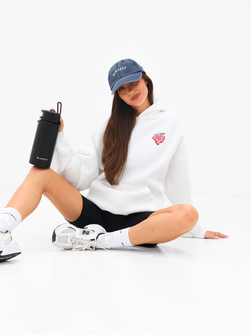 Strawberry Bubble Print Oversized Hoodie - White