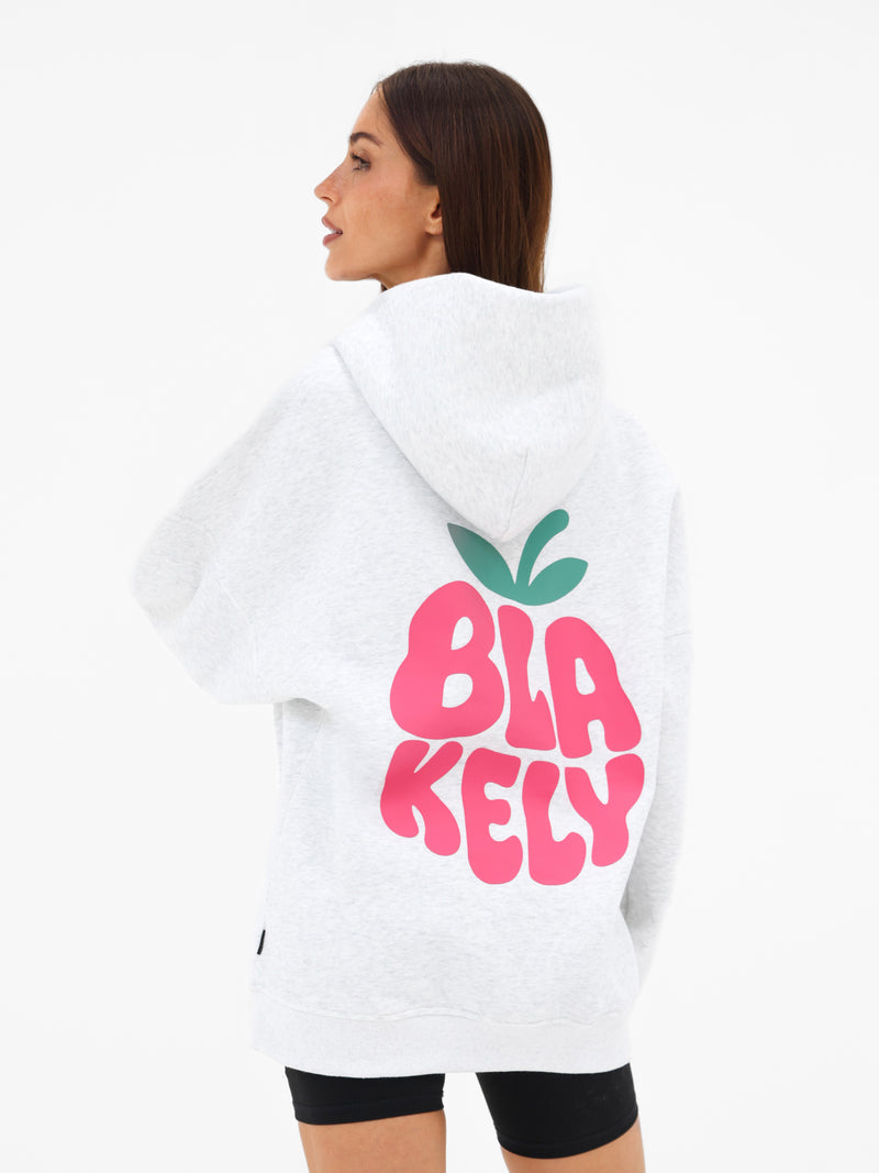 Raspberry Bubble Print Oversized Hoodie - Marl White