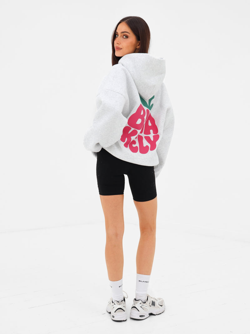 Raspberry Bubble Print Oversized Hoodie - Mergelweiß