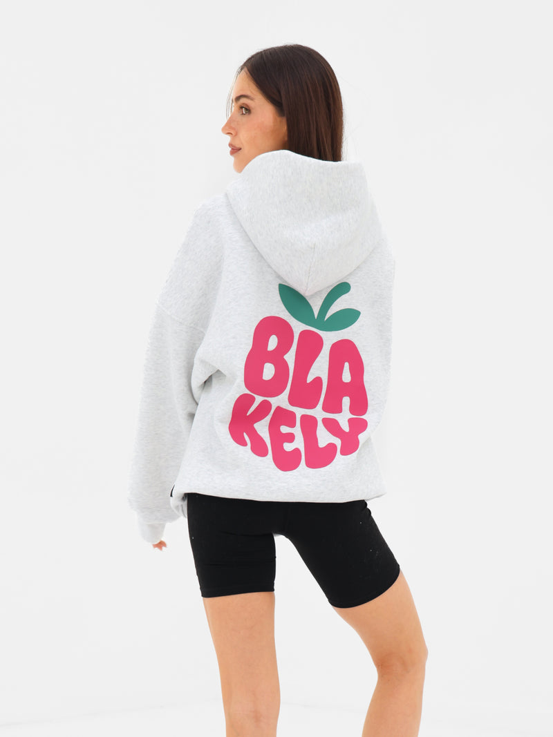Raspberry Bubble Print Oversized Hoodie - Mergelweiß