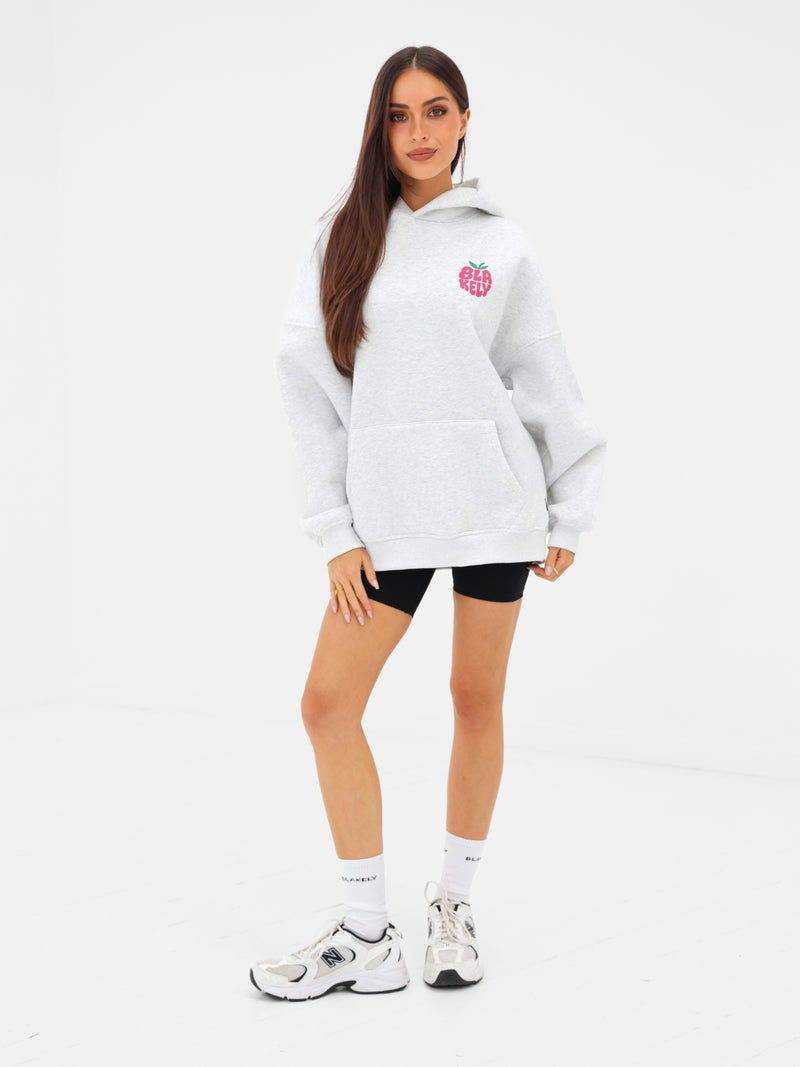 Raspberry Bubble Print Oversized Hoodie - Mergelweiß