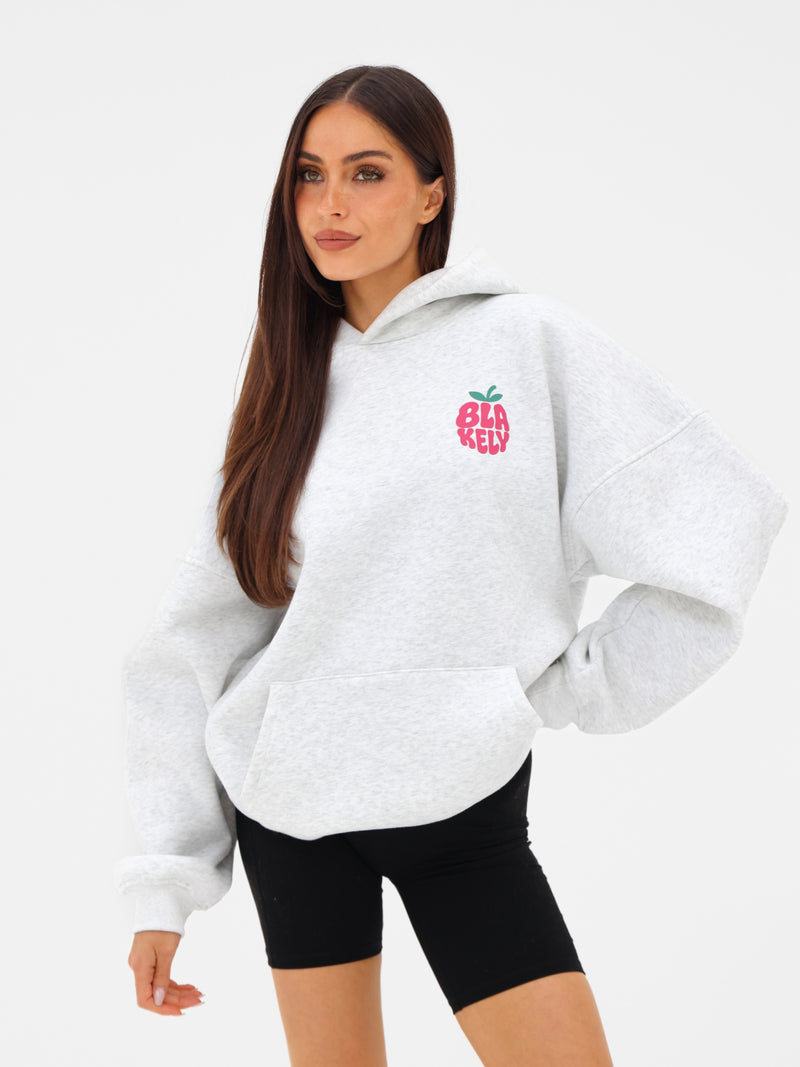 Raspberry Bubble Print Oversized Hoodie - Mergelweiß