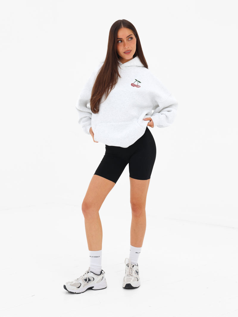 Cherry Bubble Print Oversized Hoodie - Mergelweiß