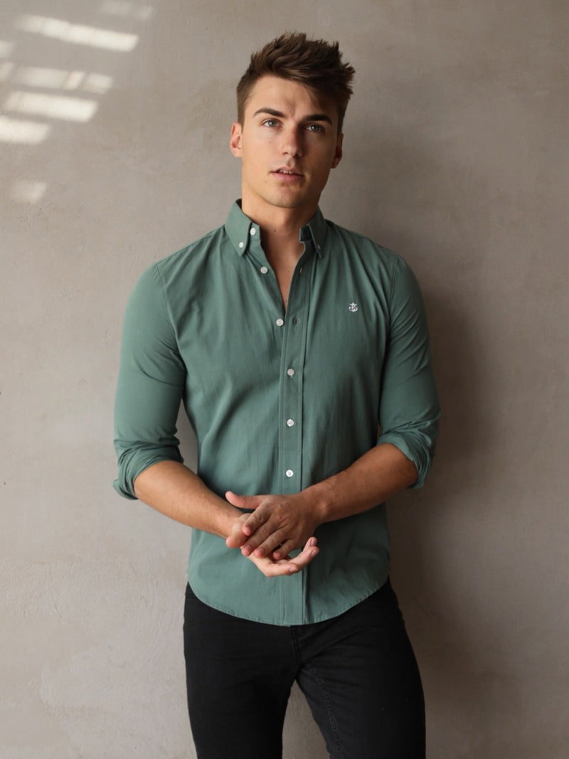 Newburgh Slim Fit Shirt - Forest Green