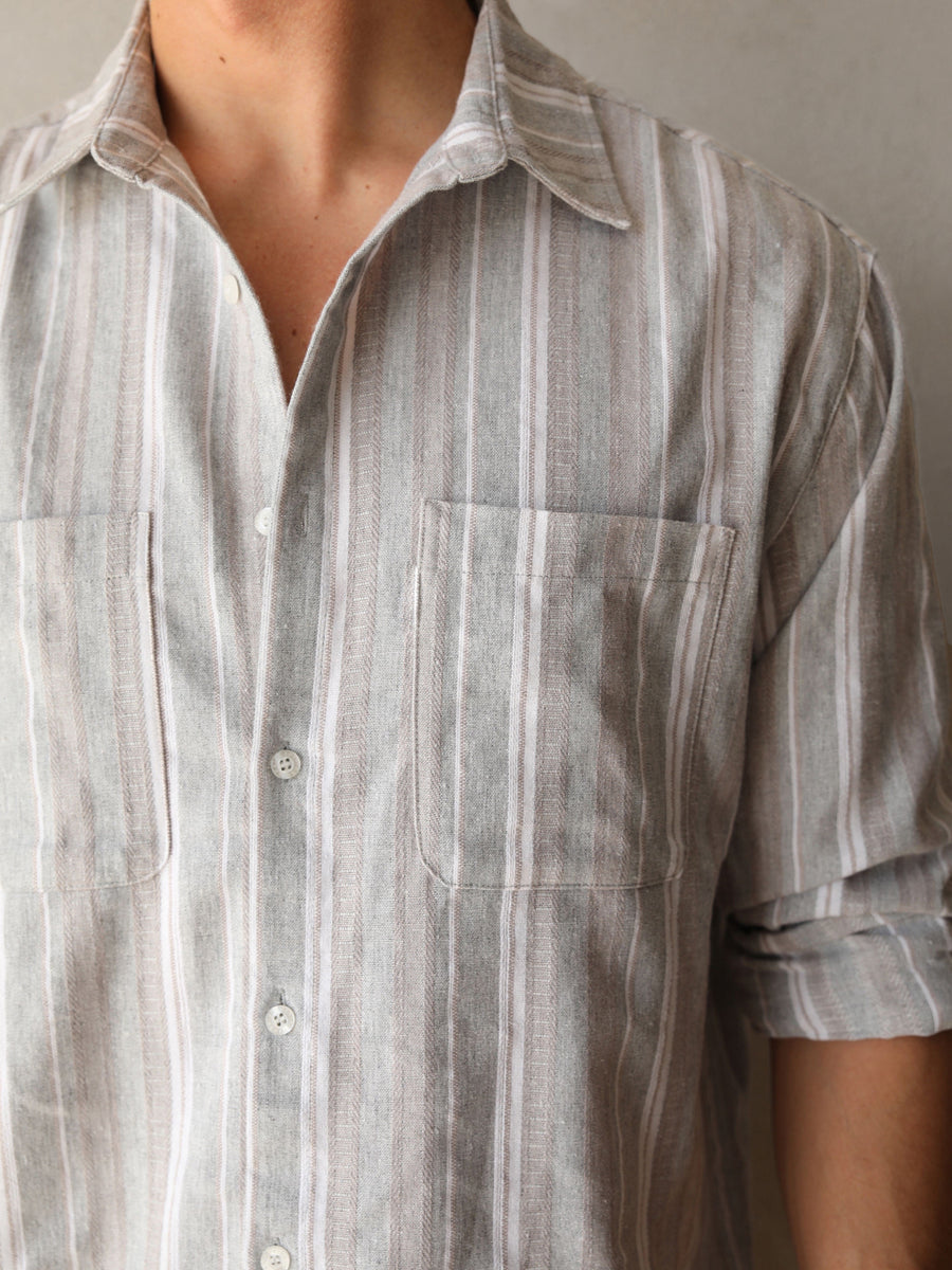 Rialto Stripe Shirt - Taupe