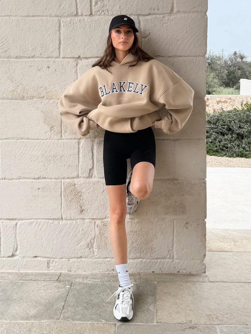 Varsity Oversized Hoodie - Tan