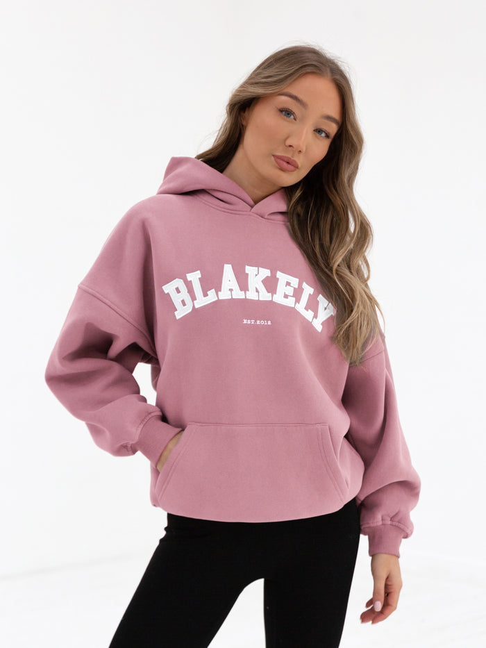 Varsity Oversized Hoodie - Dusty Pink