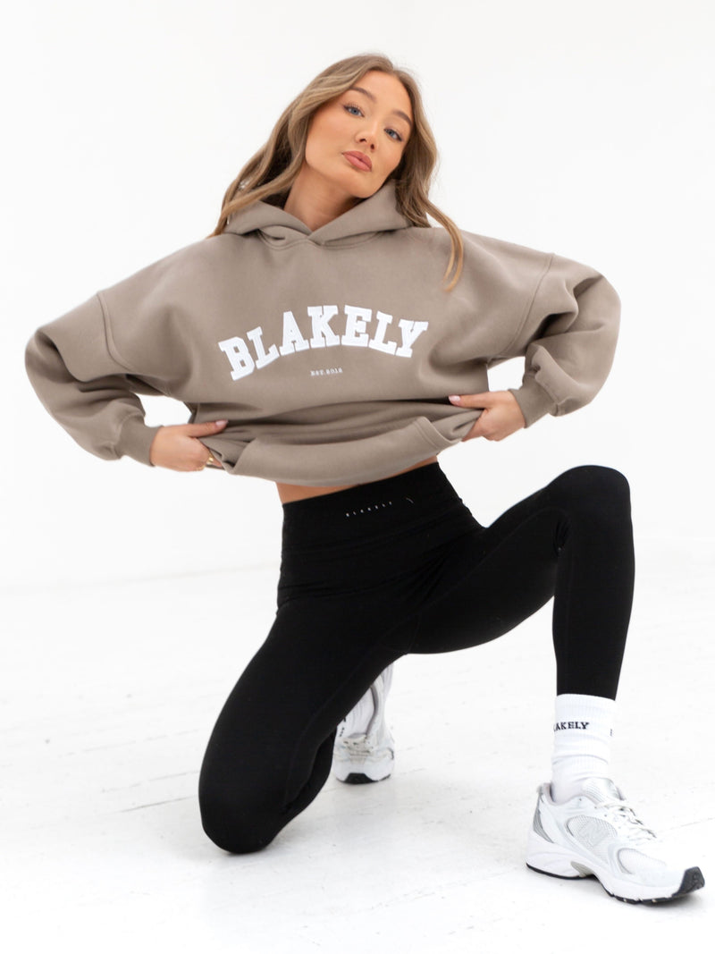 Varsity Oversized Hoodie - Light Beige