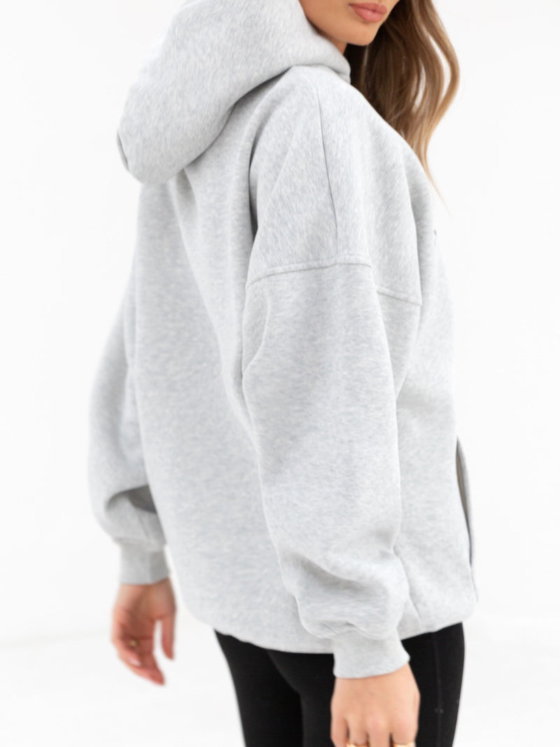 Varsity Oversized Hoodie - Marl Grey