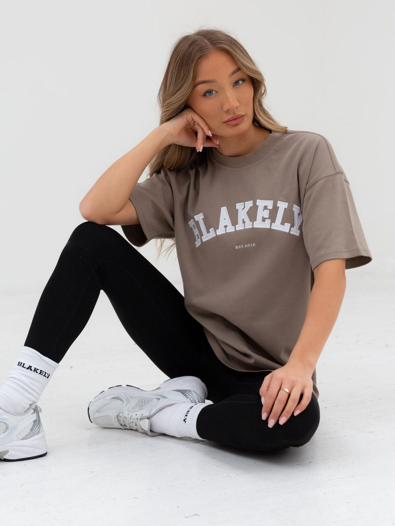 Varsity Oversized T-Shirt - Light Beige