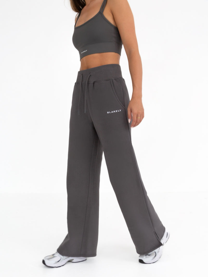 Soho Wide Leg Sweatpants - Charcoal