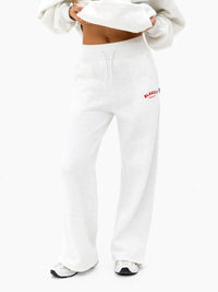 Heritage Wide Leg Sweatpants - Marl White & Chilli Red