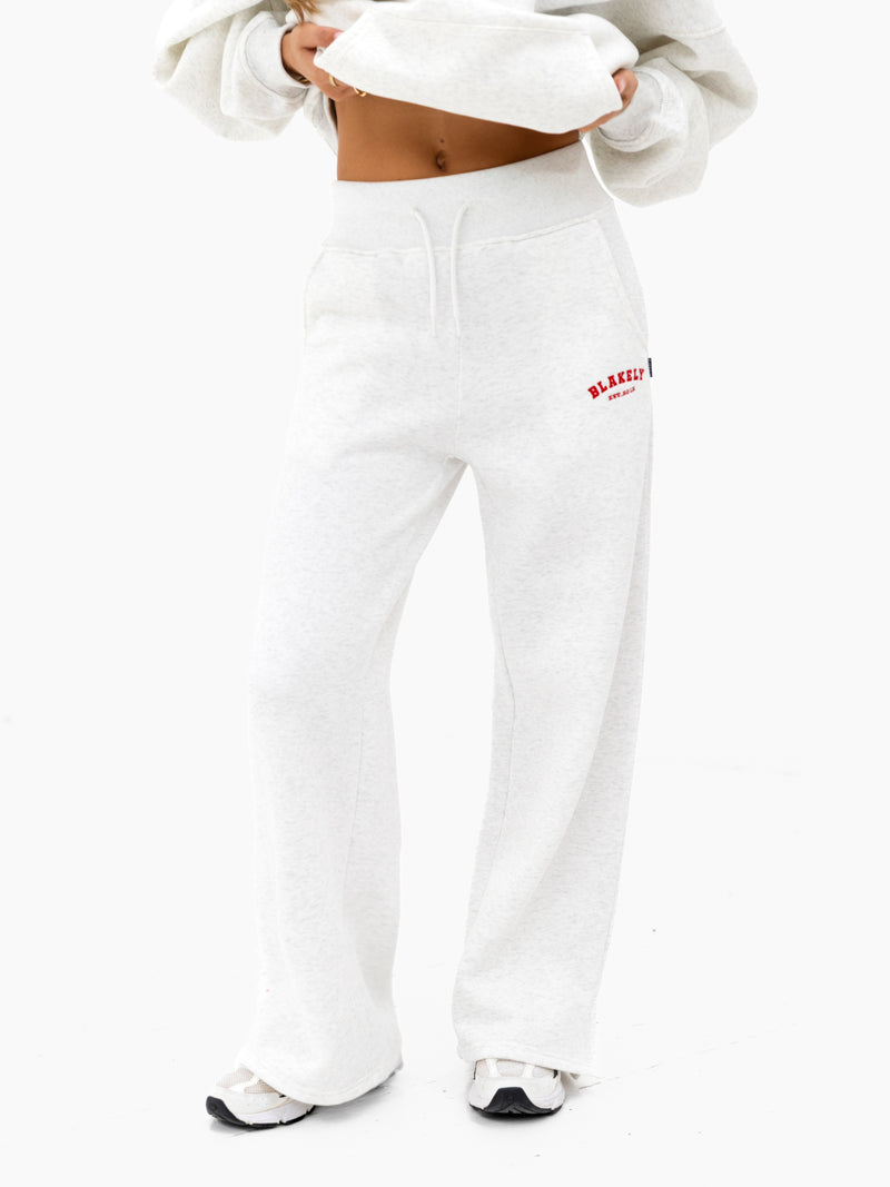 Heritage Wide Leg Sweatpants - Marl White & Chilli Red