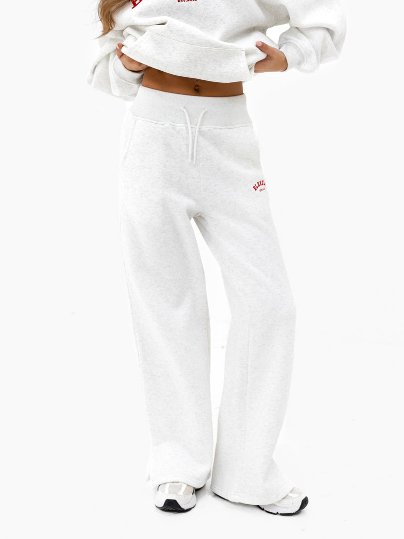 Heritage Wide Leg Sweatpants - Marl White & Chilli Red