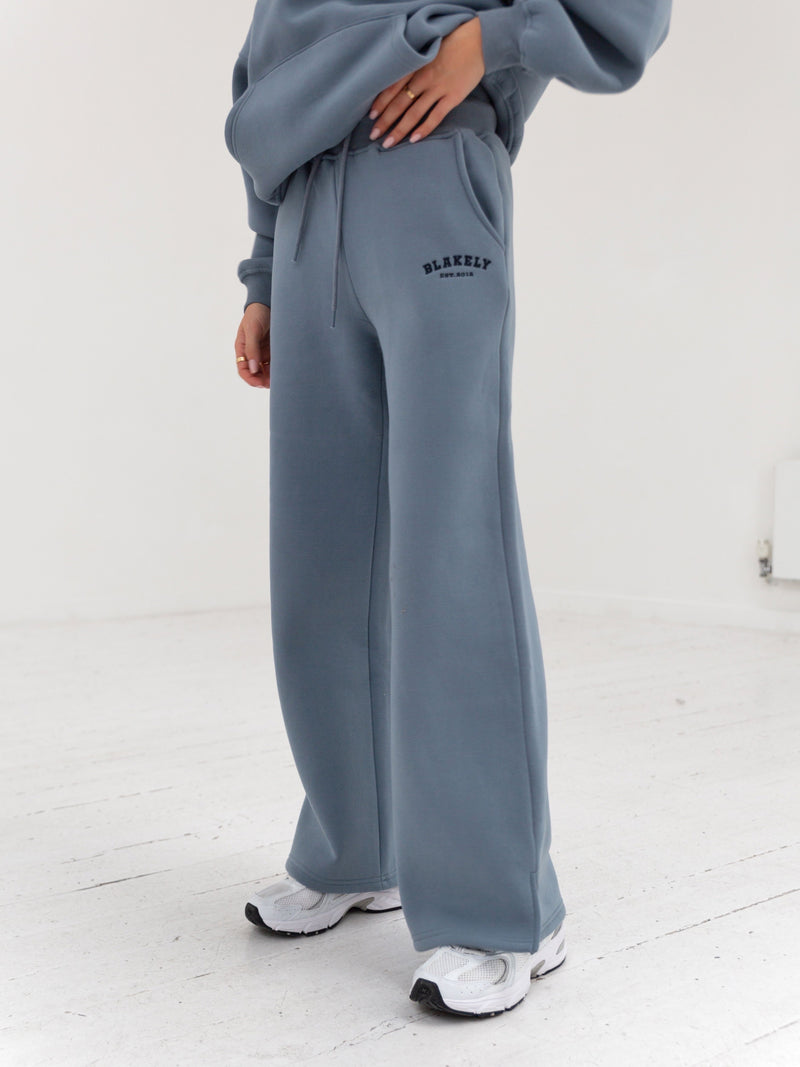 Varsity Wide Leg Sweatpants - Blue