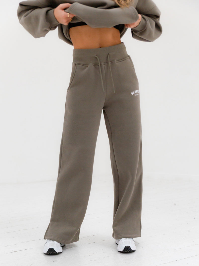 Varsity Wide Leg Sweatpants - Safari Green