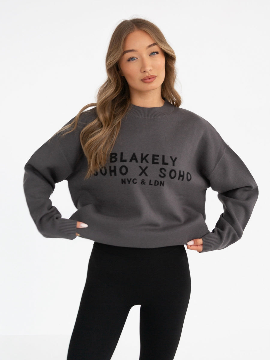 Soho Oversized Knitted Jumper - Charcoal