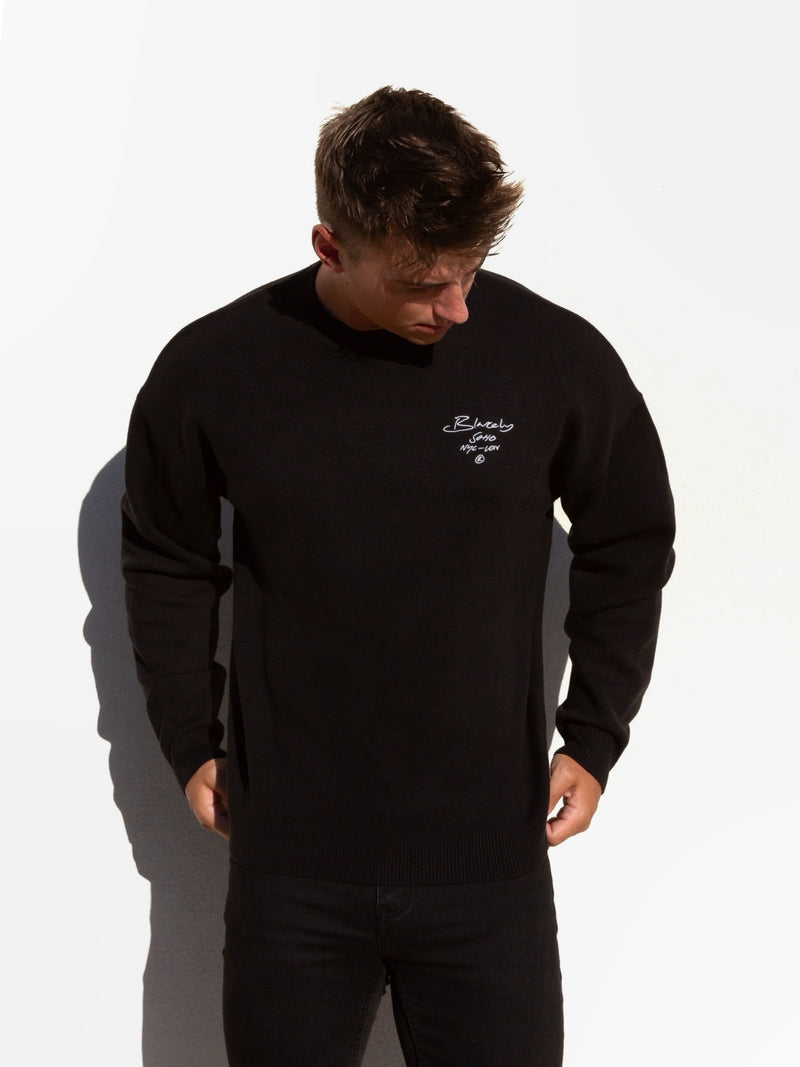 Soho Relaxed Script Knitted Jumper - Black