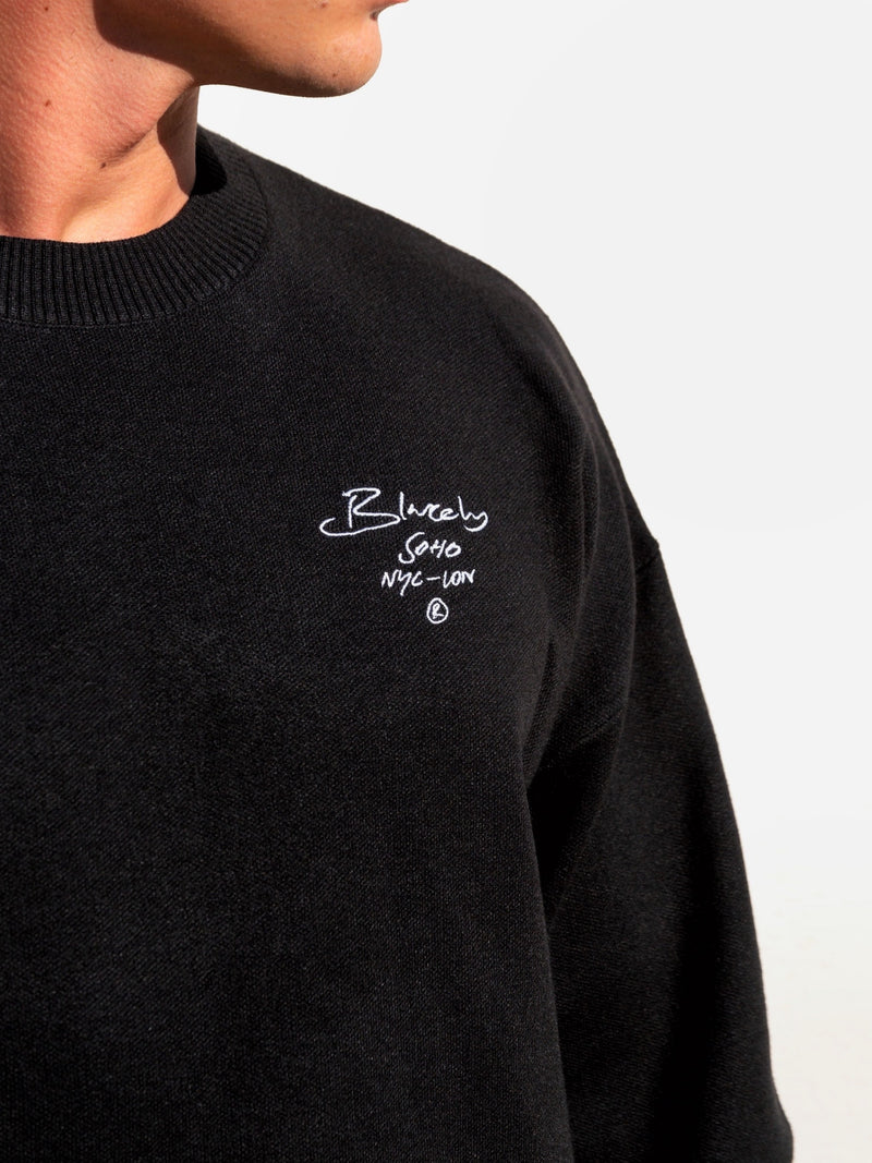 Soho Relaxed Script Knitted Jumper - Black