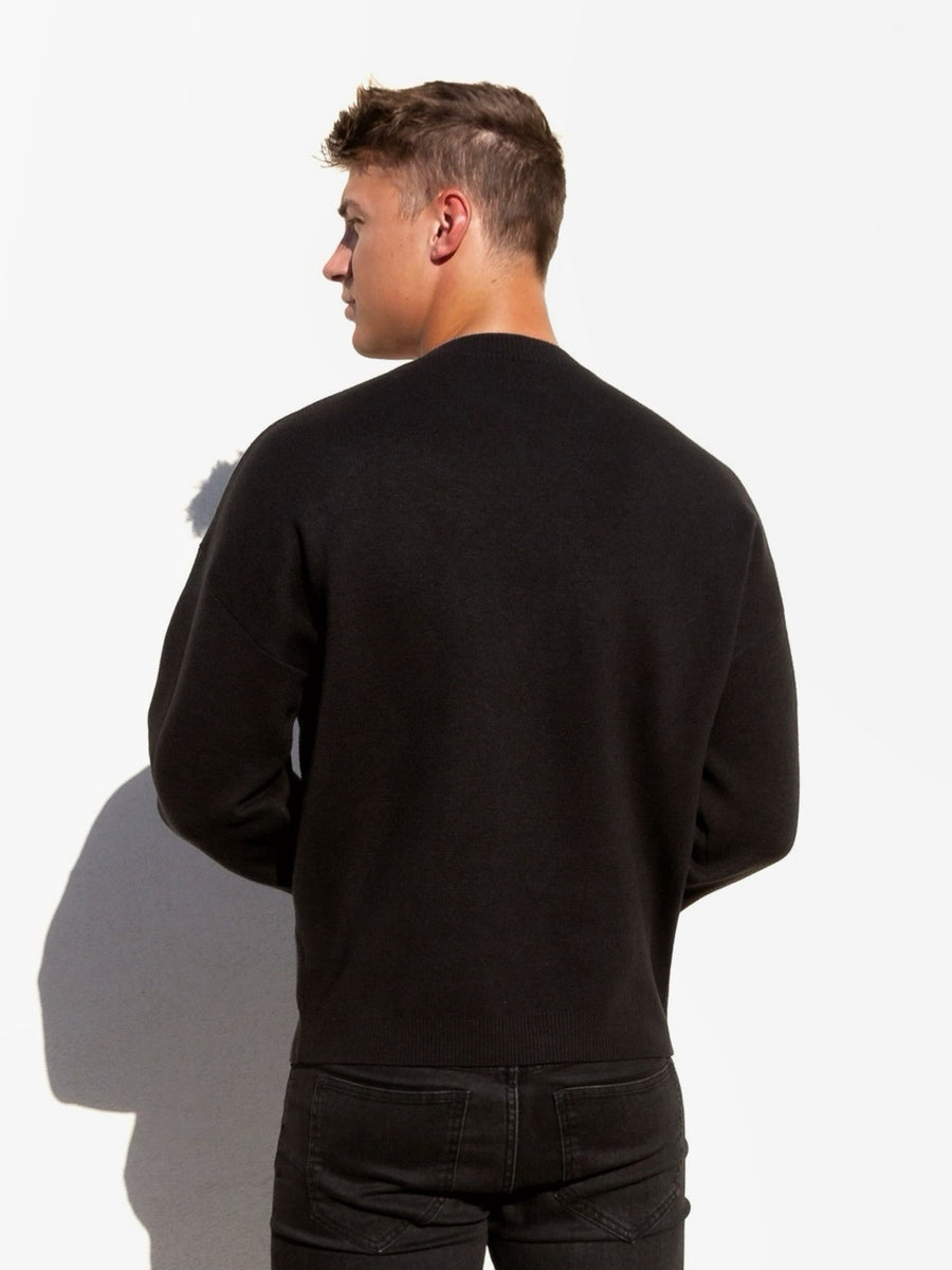 Soho Relaxed Script Knitted Jumper - Black