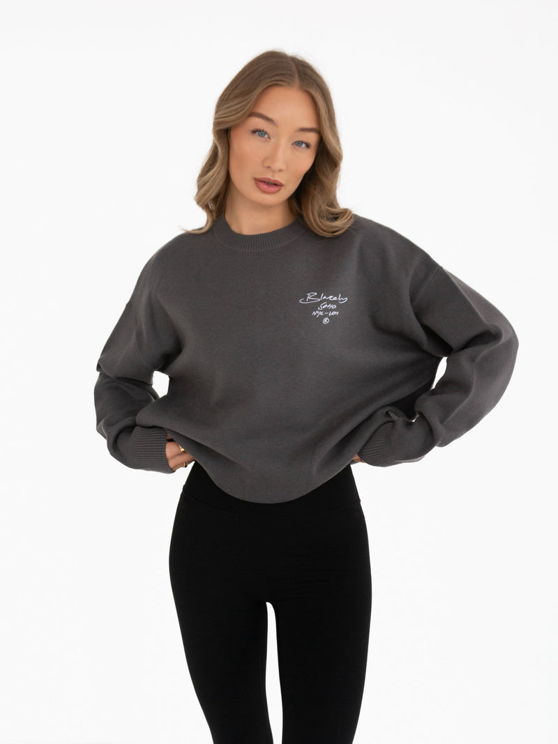 Soho Script Knitted Jumper - Charcoal