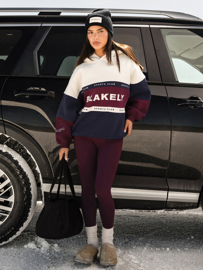 Alpine Oversized Hoodie - Marine foncé & cerise noire