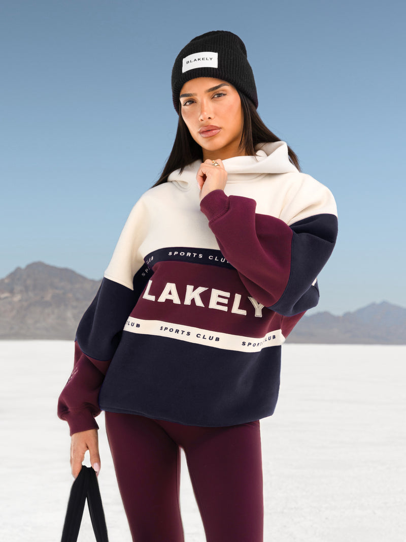 Alpine Oversized Hoodie - Marine foncé & cerise noire