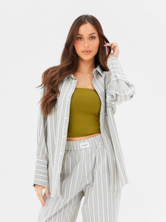 Elena Stripe Shirt - Hellbraun