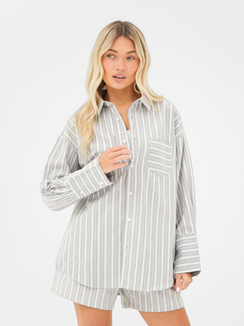 Elena Stripe Shirt - Light Brown