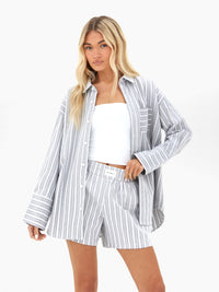 Elena Stripe Shirt - Grey